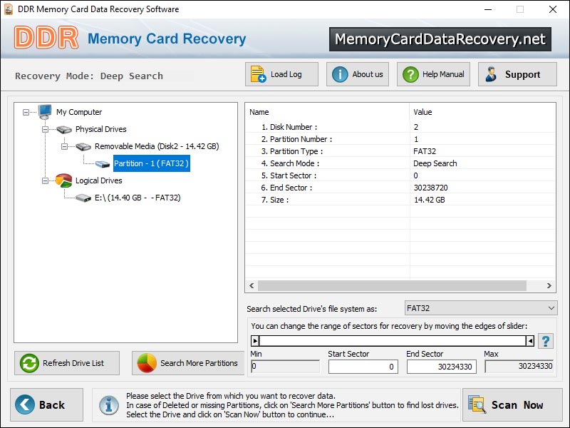 Memory Card Data Recovery Program Screenshot